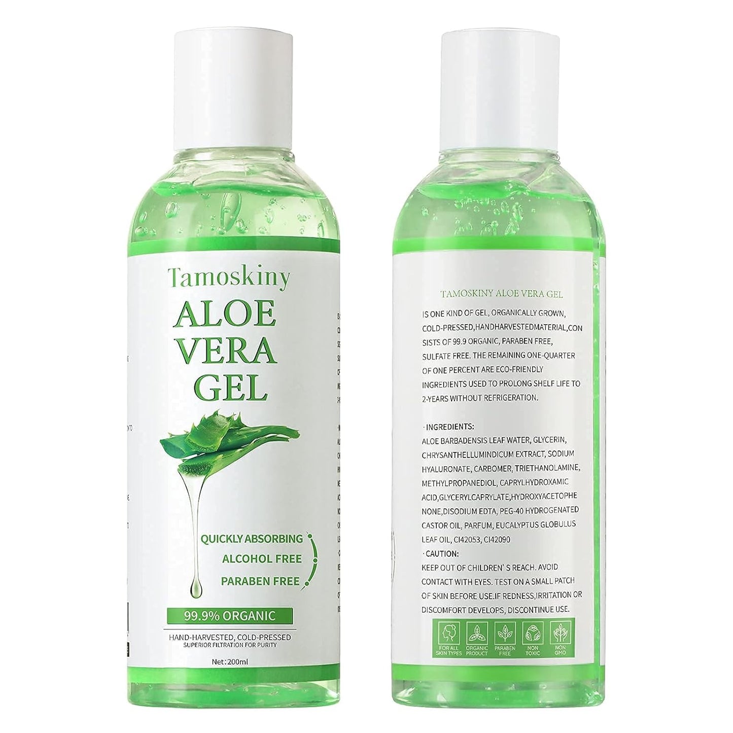 Organic Aloe Vera Gel – Sunburn Relief, Moisturizing, Fast Absorbing