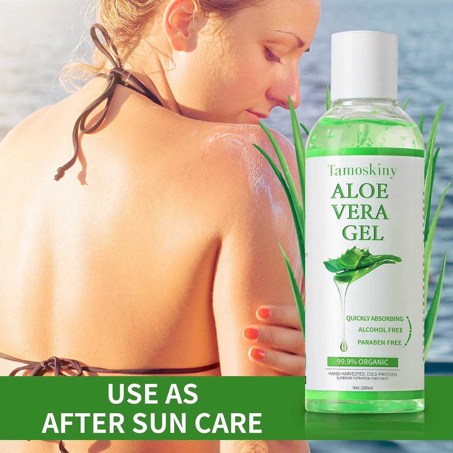 Organic Aloe Vera Gel – Sunburn Relief, Moisturizing, Fast Absorbing