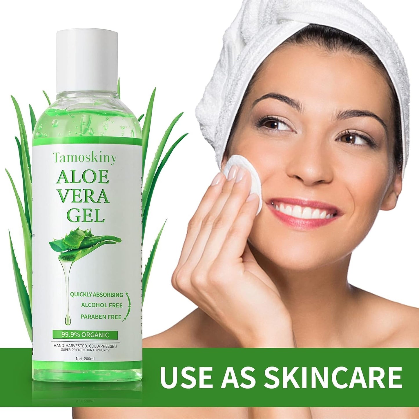 Organic Aloe Vera Gel – Sunburn Relief, Moisturizing, Fast Absorbing